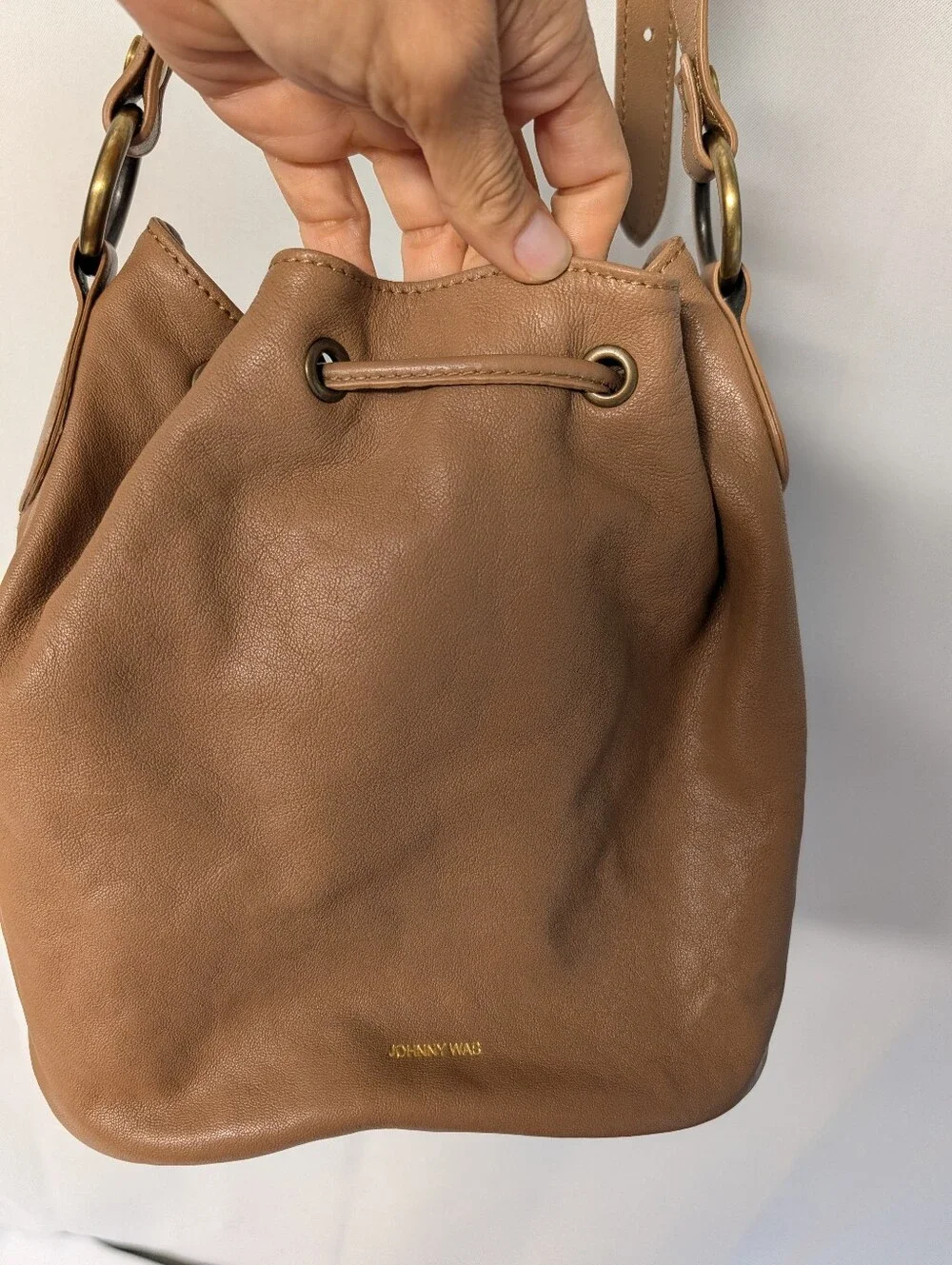 Johnny Was ITALIAN LEATHER FRINGE BUCKET BAG Fringe Drawstring Shoulder Purse